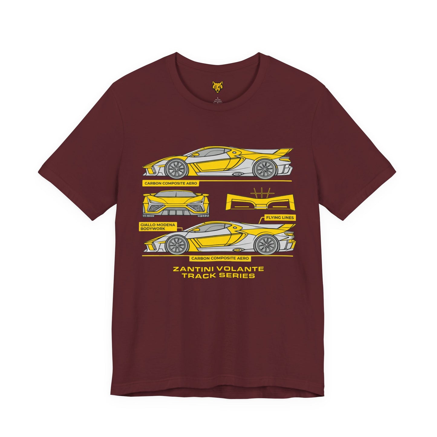 ZANTINI Volante Track Series T-Shirt – Hypercar Blueprint Design, Automotive Streetwear Graphic Tee for Car Enthusiasts