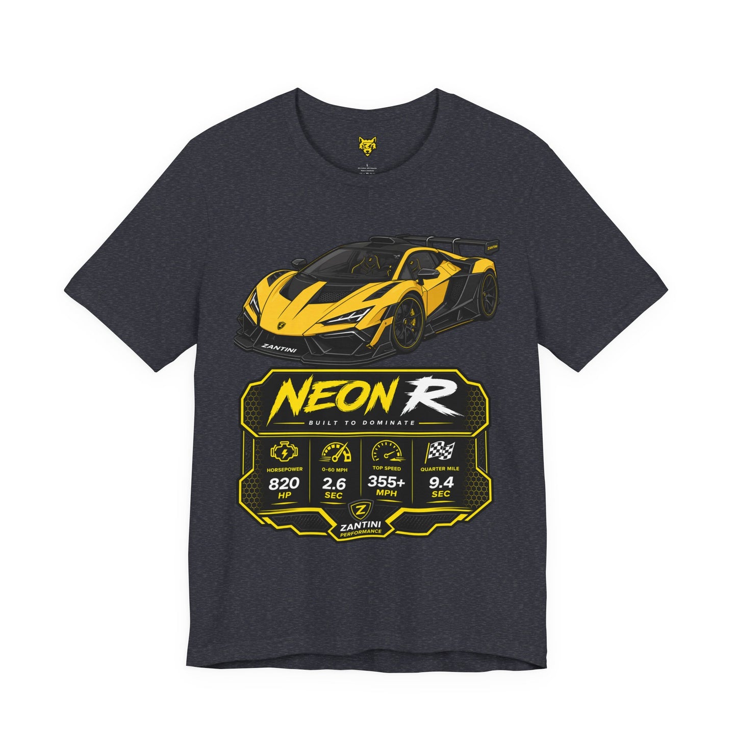 ZANTINI Neon R Hypercar T-Shirt – Ferrari Yellow Motorsport Graphic Tee