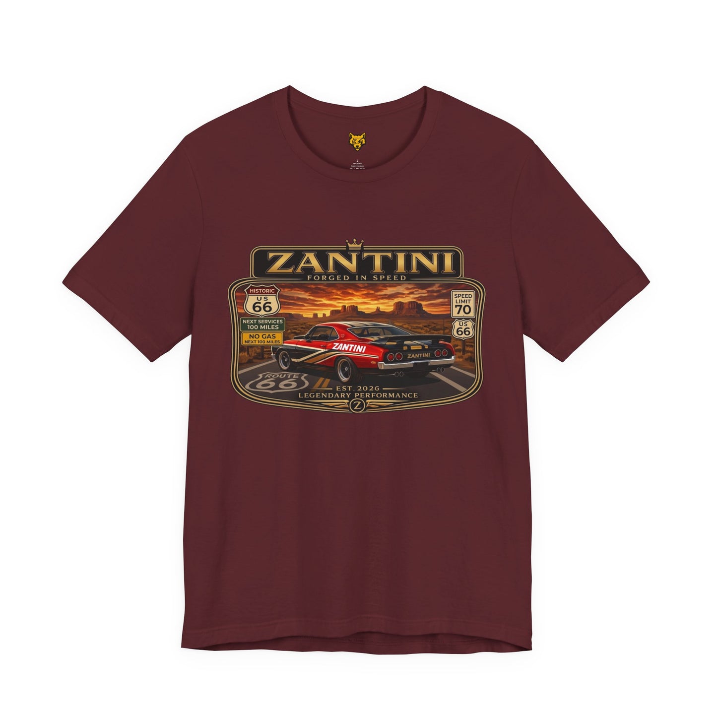 ZANTINI Route 66 Vintage Muscle Car Graphic T-Shirt – Forged In Speed
