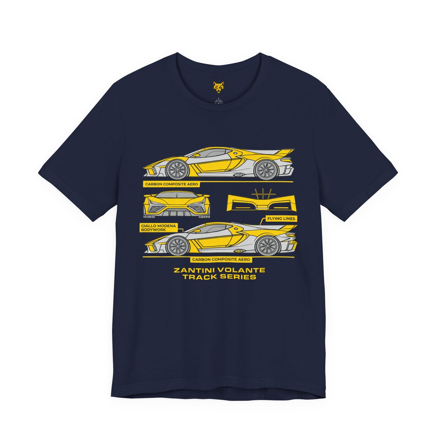 ZANTINI Volante Track Series T-Shirt – Hypercar Blueprint Design, Automotive Streetwear Graphic Tee for Car Enthusiasts