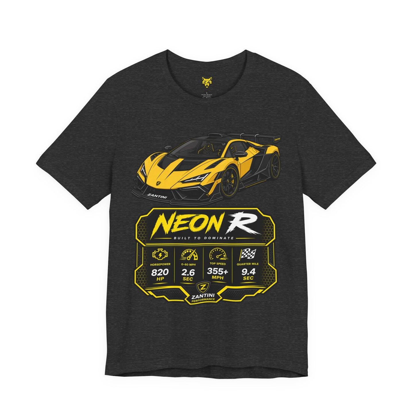 ZANTINI Neon R Hypercar T-Shirt – Ferrari Yellow Motorsport Graphic Tee