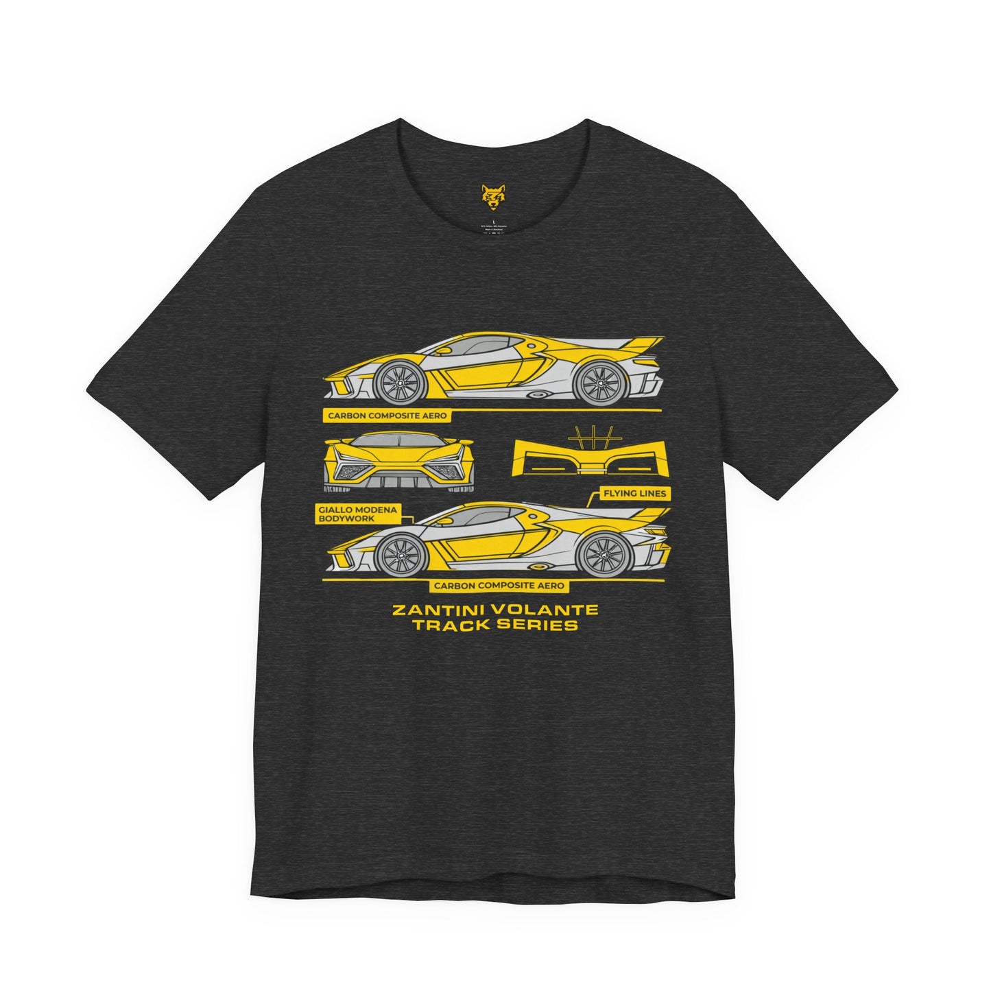 ZANTINI Volante Track Series T-Shirt – Hypercar Blueprint Design, Automotive Streetwear Graphic Tee for Car Enthusiasts