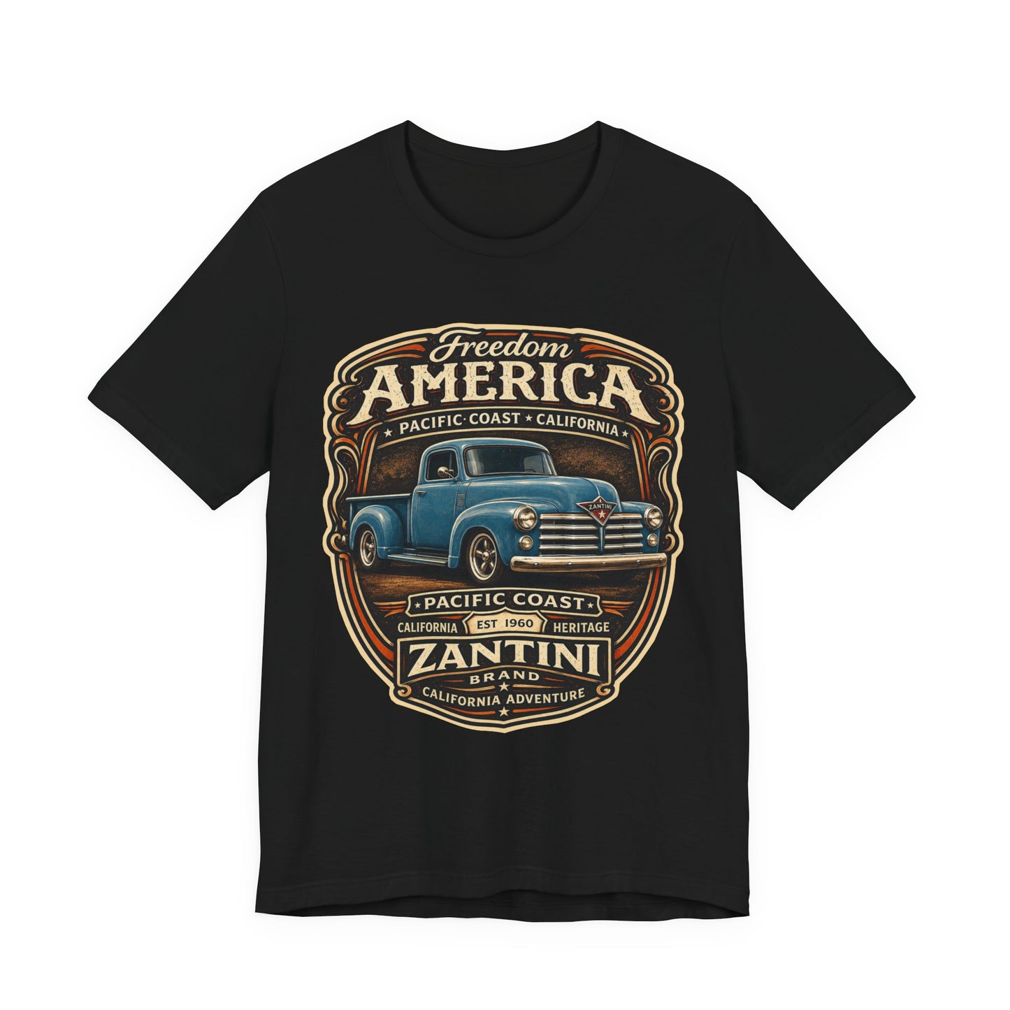 Freedom America Vintage Truck T-Shirt | Pacific Coast California | ZANTINI