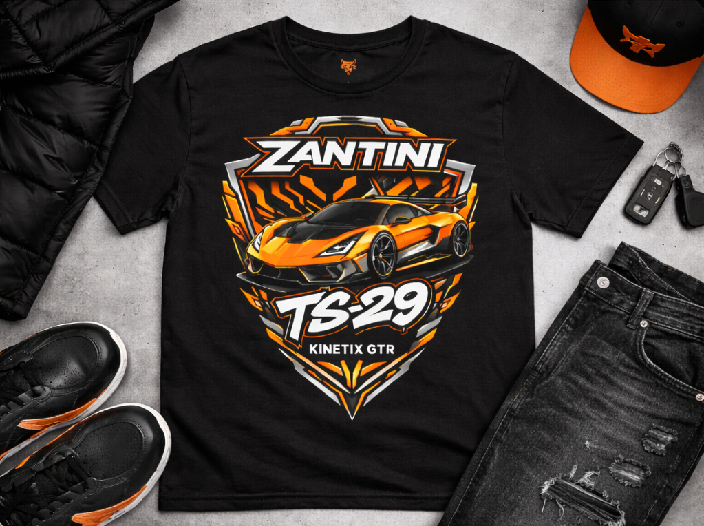 ZANTINI TS-29 Kinetix GTR Supercar Streetwear T-Shirt – Premium Hypercar Graphic Tee | Ships Worldwide