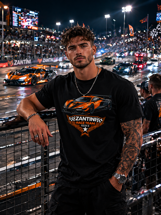 ZANTINI Neon R Supercar T-Shirt – Premium Racing Streetwear Graphic Tee