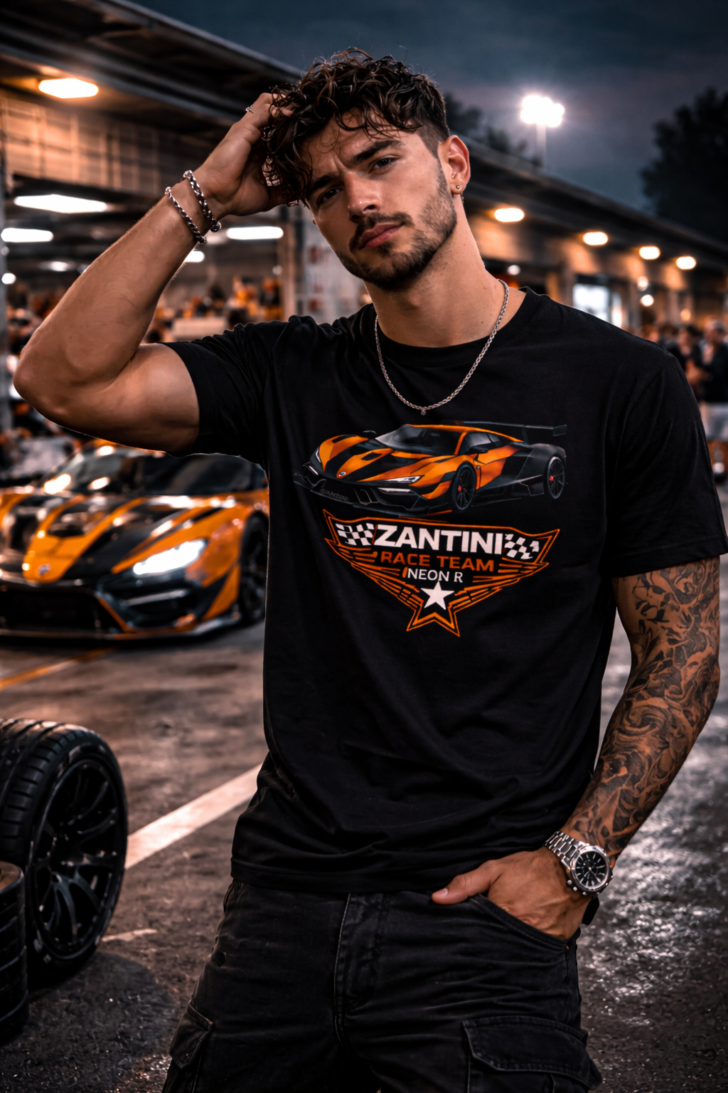 ZANTINI Neon R Supercar T-Shirt – Premium Racing Streetwear Graphic Tee