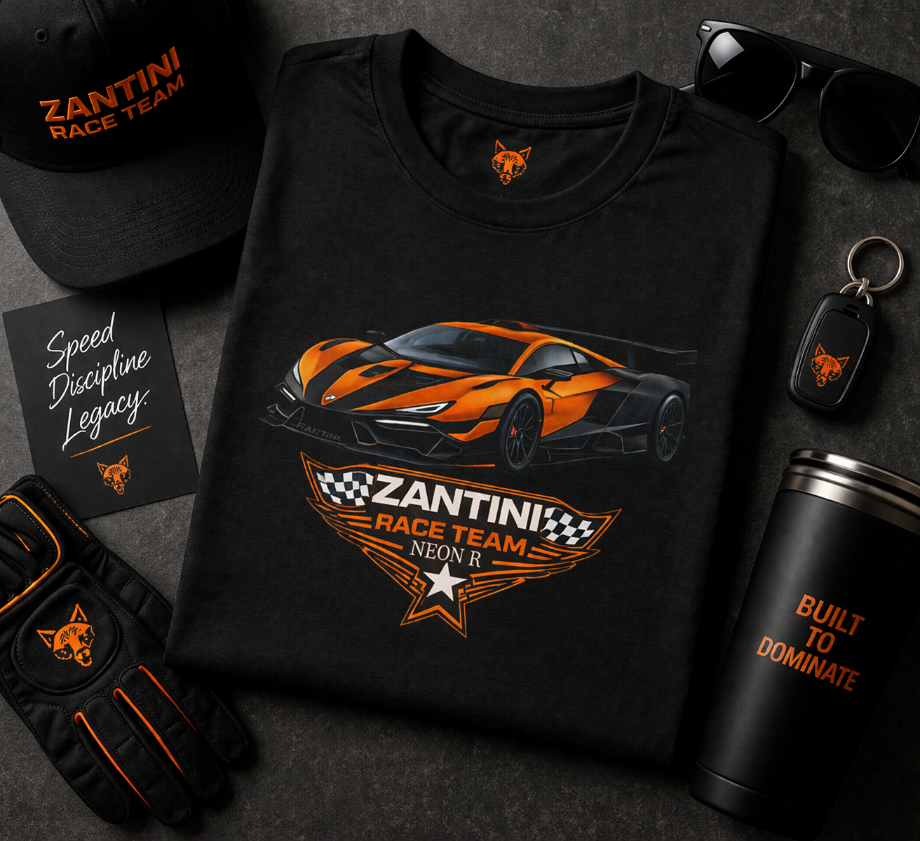 ZANTINI Neon R Supercar T-Shirt – Premium Racing Streetwear Graphic Tee