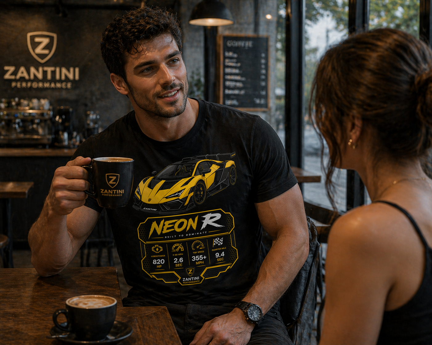 ZANTINI Neon R Hypercar T-Shirt – Ferrari Yellow Motorsport Graphic Tee