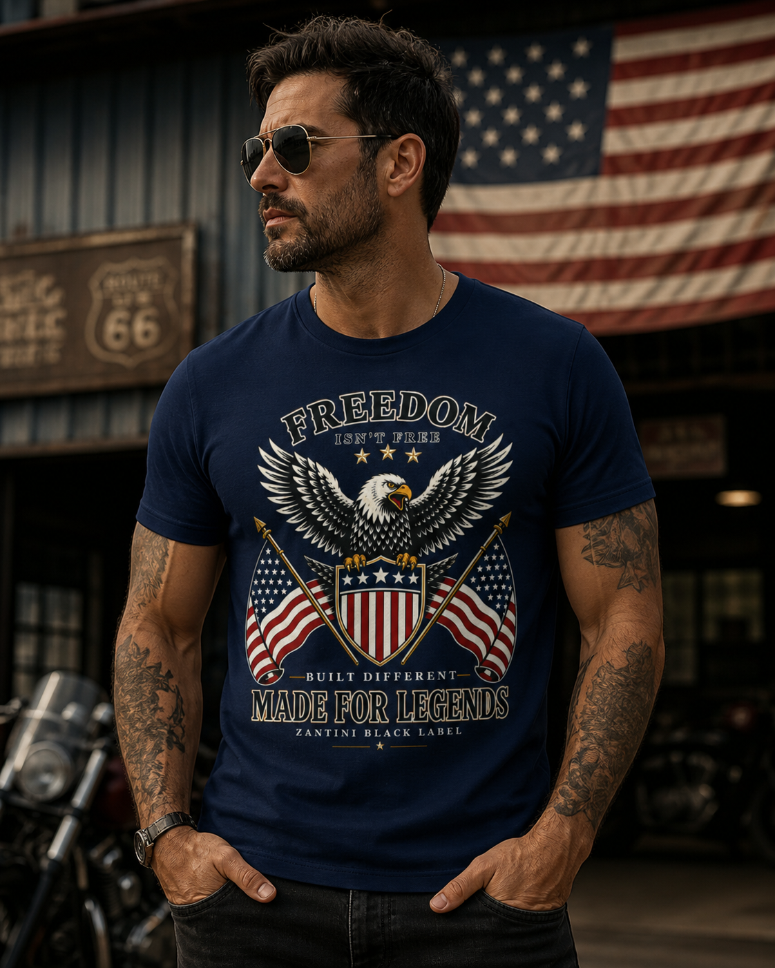 Freedom Isnt Free Shirt, Patriotic Eagle T Shirt, American Flag Graphic Tee, USA Freedom Shirt, ZANTINI Black Label Tee