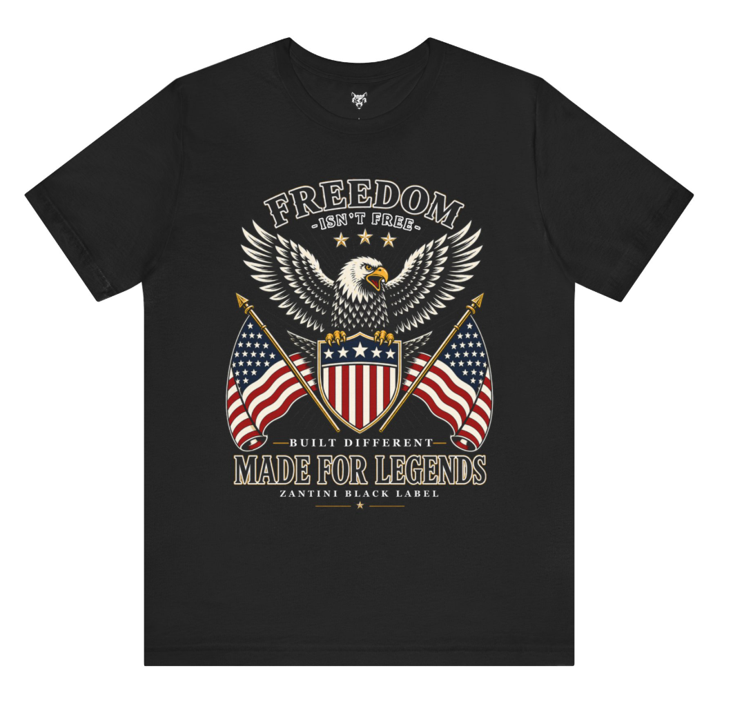 Freedom Isnt Free Shirt, Patriotic Eagle T Shirt, American Flag Graphic Tee, USA Freedom Shirt, ZANTINI Black Label Tee
