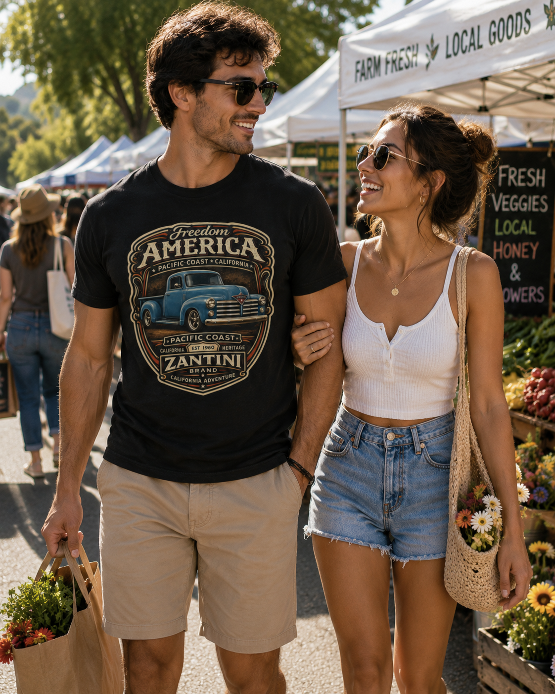 Freedom America Vintage Truck T-Shirt | Pacific Coast California | ZANTINI