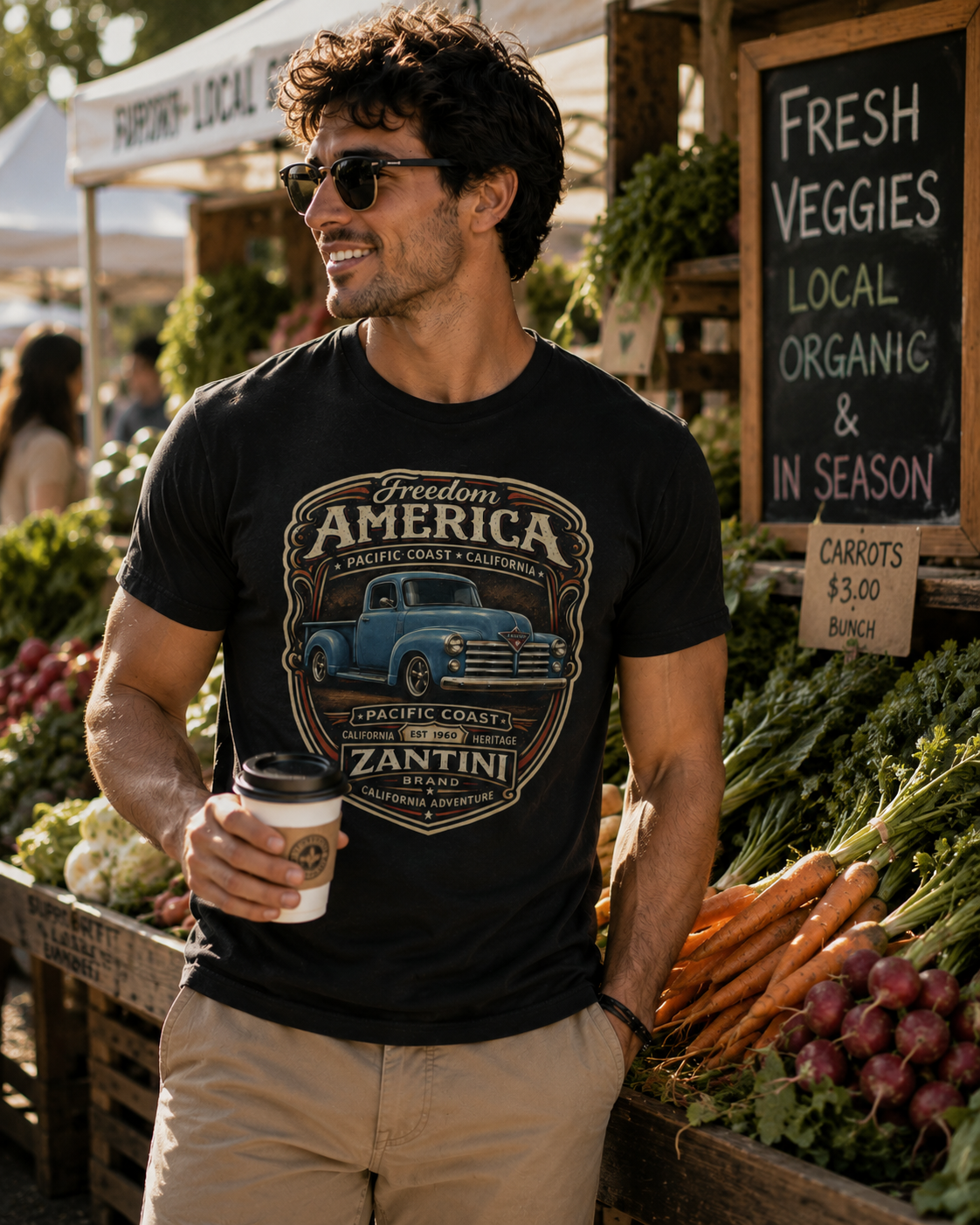 Freedom America Vintage Truck T-Shirt | Pacific Coast California | ZANTINI