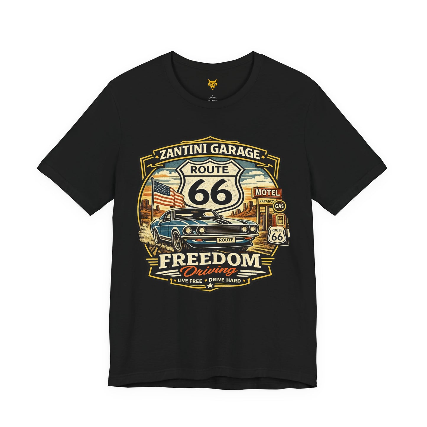 ZANTINI GARAGE Route 66 Freedom Driving Vintage Muscle Car T-Shirt