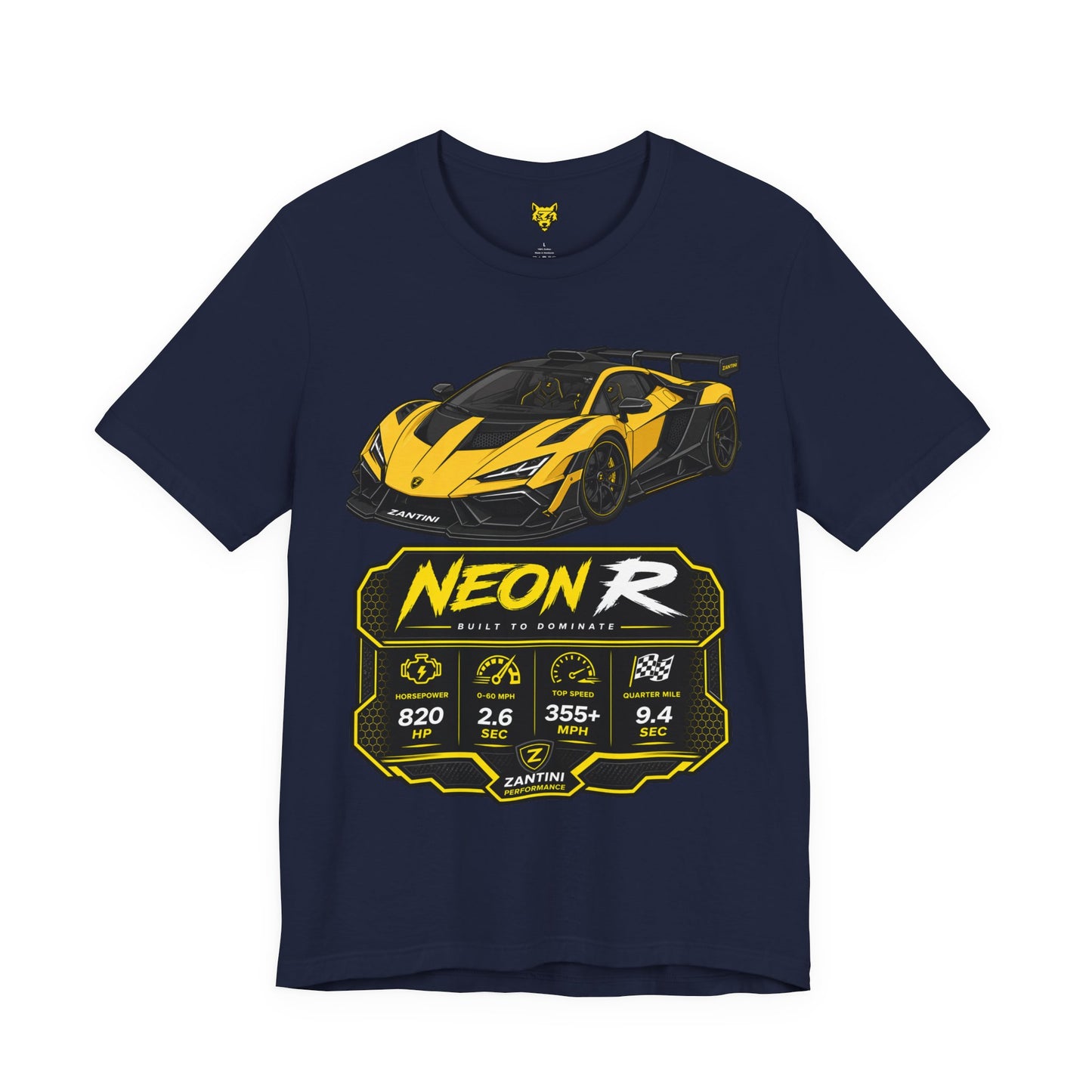 ZANTINI Neon R Hypercar T-Shirt – Ferrari Yellow Motorsport Graphic Tee