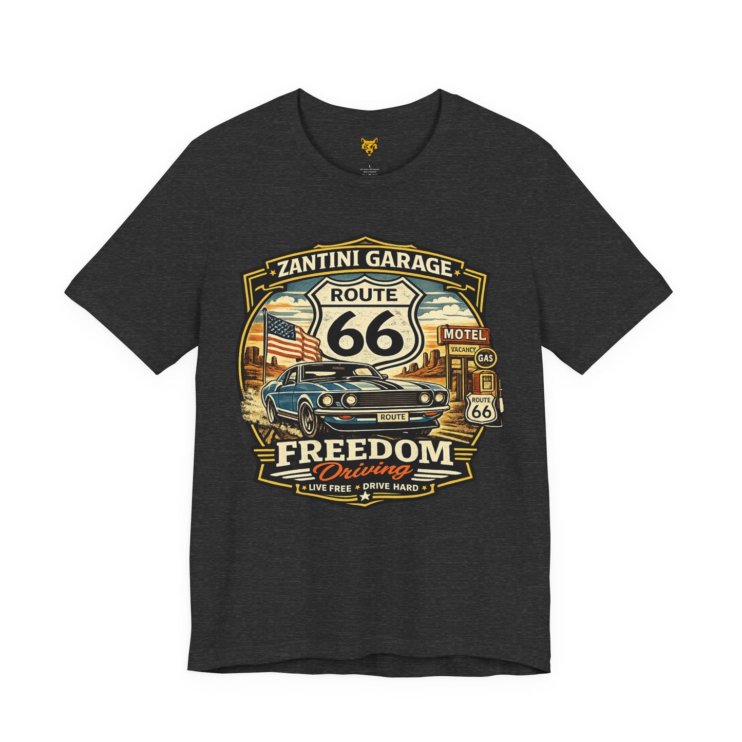 ZANTINI GARAGE Route 66 Freedom Driving Vintage Muscle Car T-Shirt