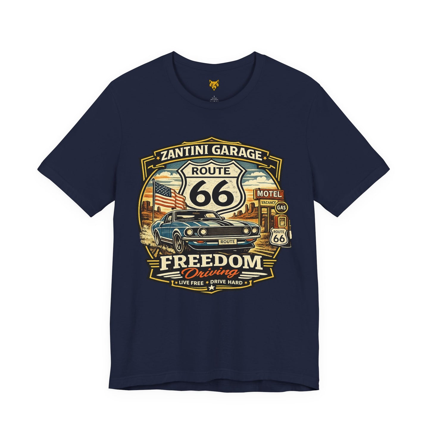 ZANTINI GARAGE Route 66 Freedom Driving Vintage Muscle Car T-Shirt