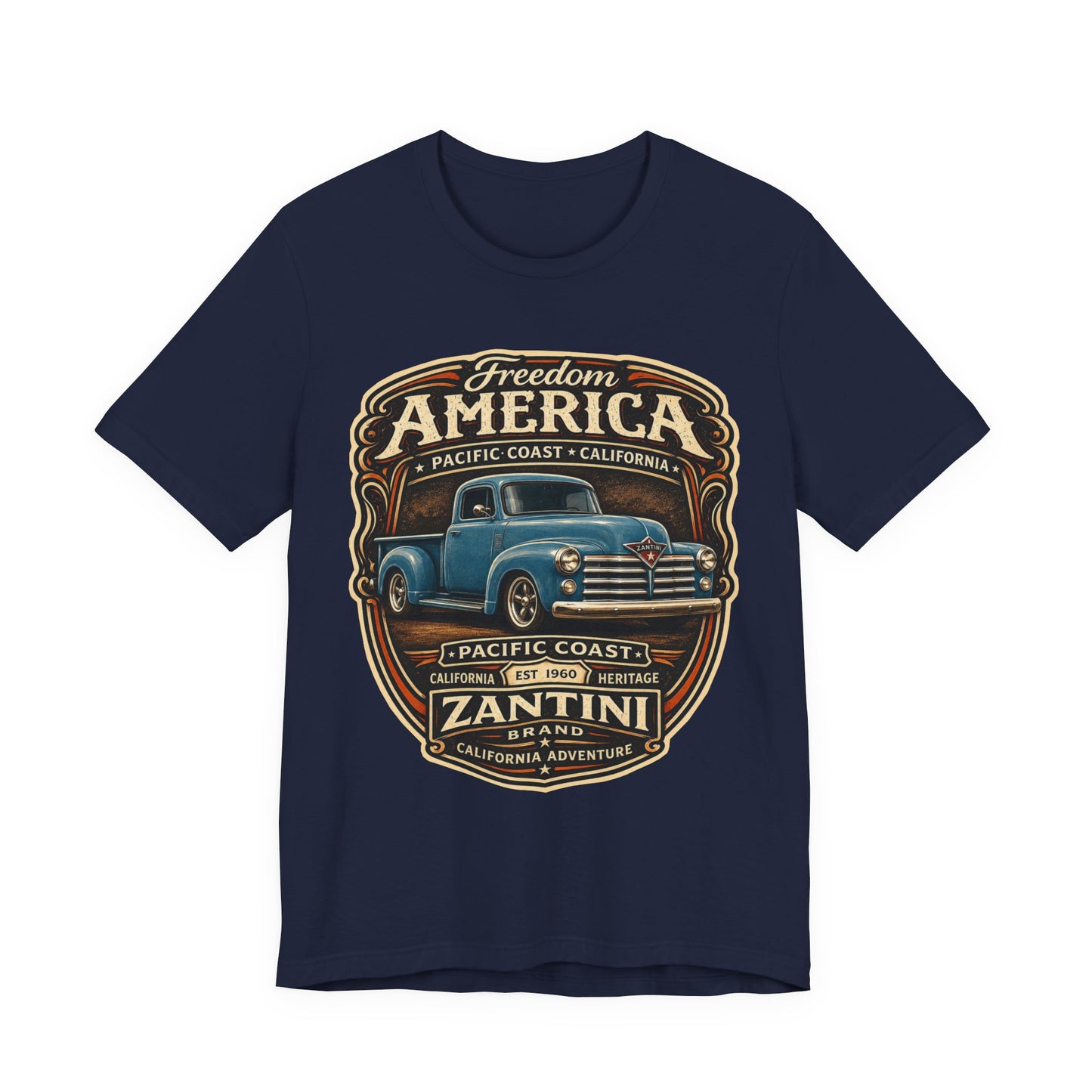 Freedom America Vintage Truck T-Shirt | Pacific Coast California | ZANTINI