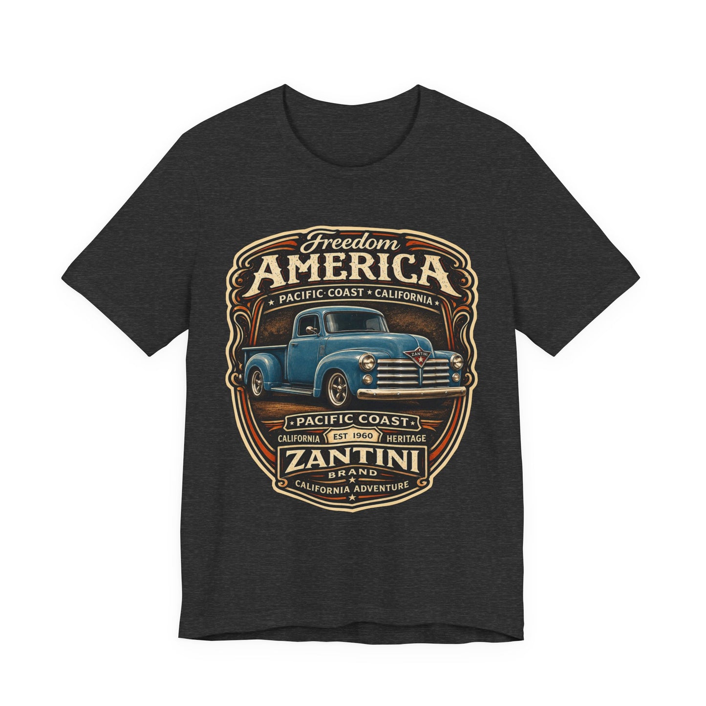 Freedom America Vintage Truck T-Shirt | Pacific Coast California | ZANTINI