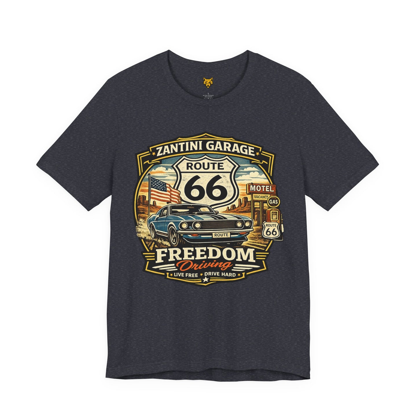 ZANTINI GARAGE Route 66 Freedom Driving Vintage Muscle Car T-Shirt