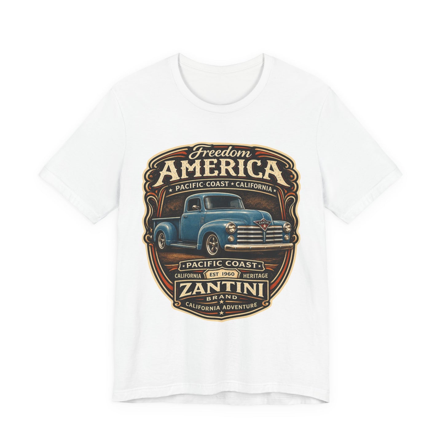 Freedom America Vintage Truck T-Shirt | Pacific Coast California | ZANTINI